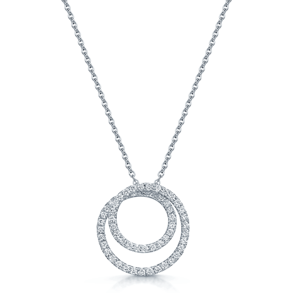 Berry's 18ct White Gold Diamond Double Fine Circle Fancy Pendant - Berry's Jewellers