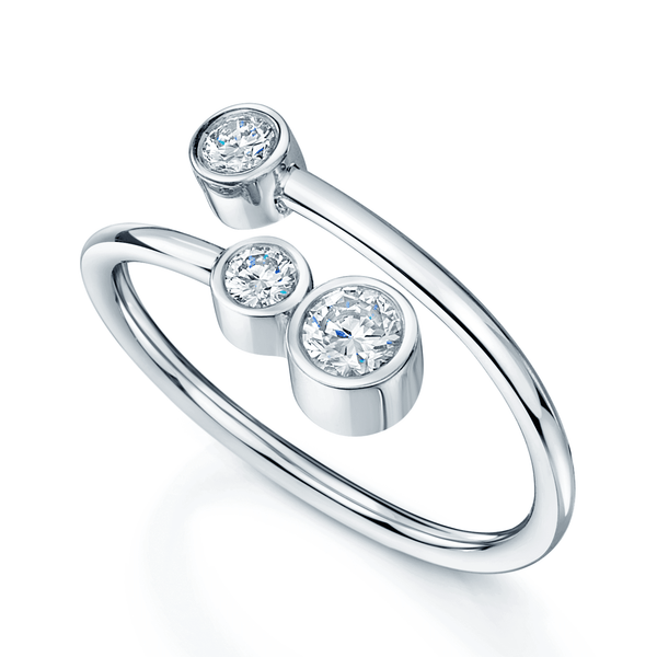 Berry's 18ct White Gold Diamond Fancy Three Stone Rub Over Dress Ring - Berry's Jewellers