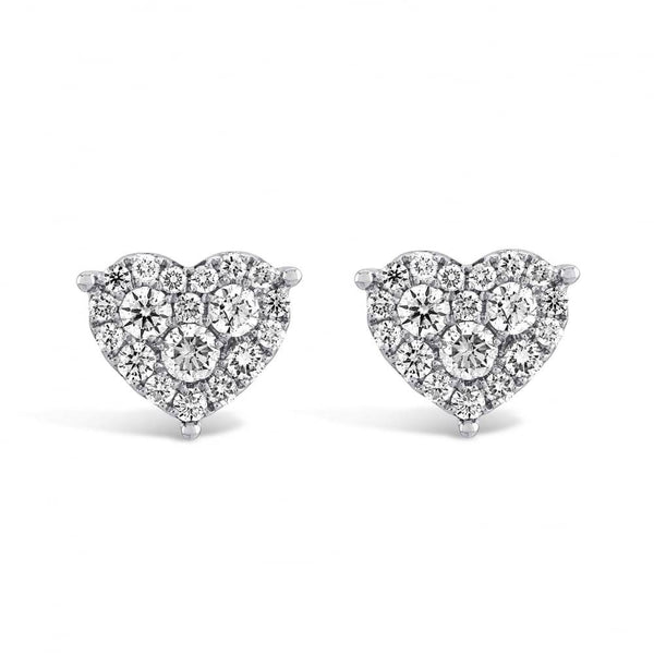 Berry's 18ct White Gold Diamond Heart Earrings - Berry's Jewellers