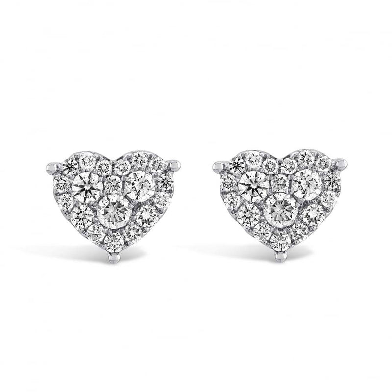 Berry's 18ct White Gold Diamond Heart Earrings - Berry's Jewellers