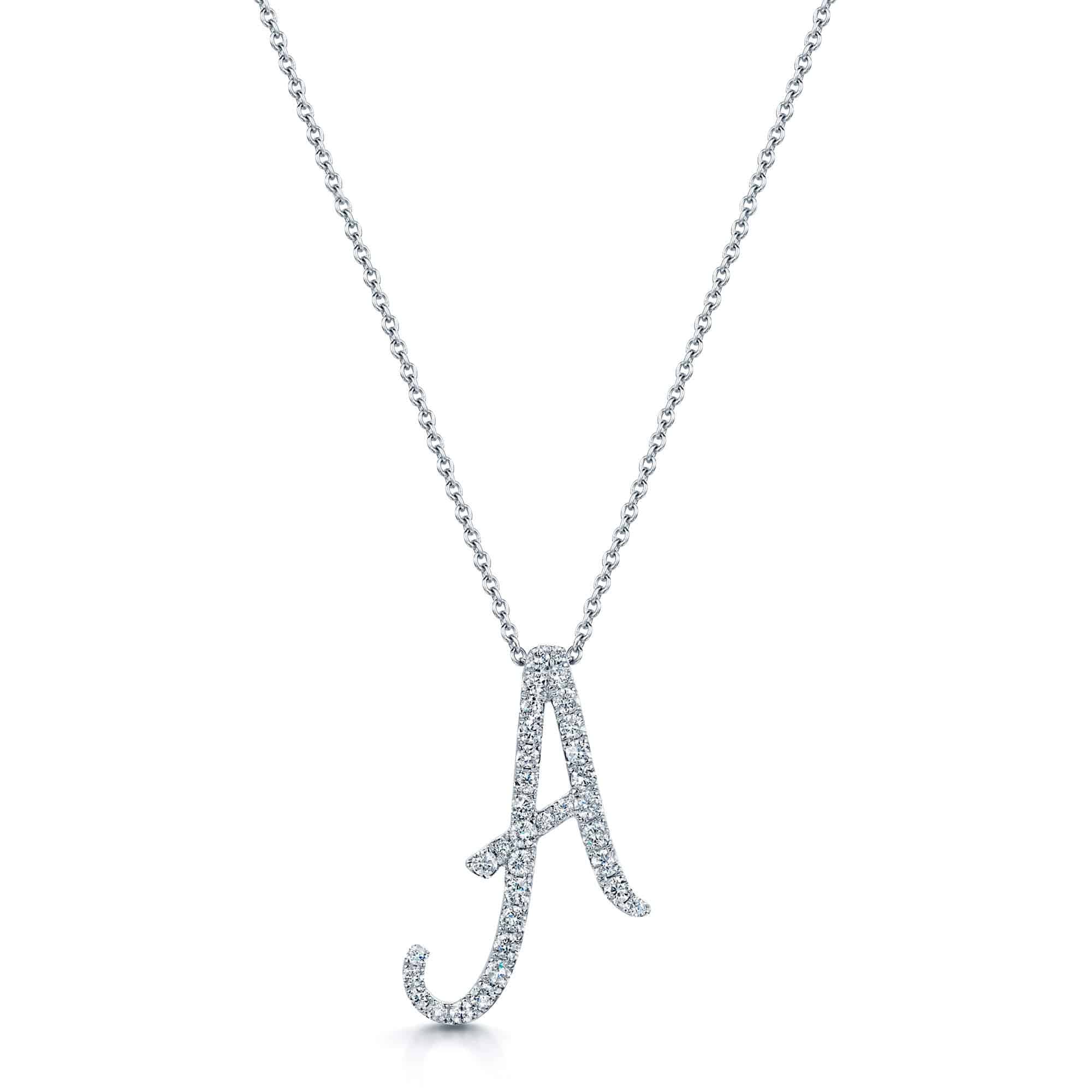18ct White Gold Diamond Initial 