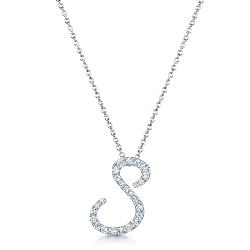 Berry's 18ct White Gold Diamond Initial "S" Pendant - Berry's Jewellers