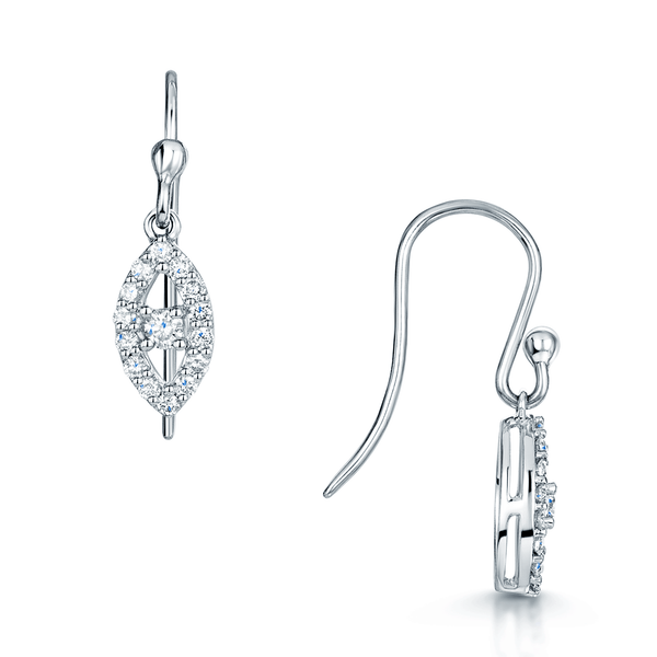 Berry's 18ct White Gold Diamond Pave Set Marquise Shaped Drop Earrings - Berry's Jewellers