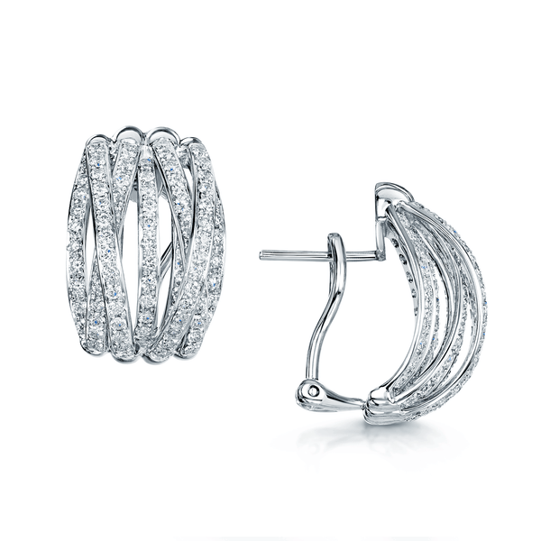 Berry's 18ct White Gold Diamond Pave Set Multi Strand Half Hoop Earrings - Berry's Jewellers