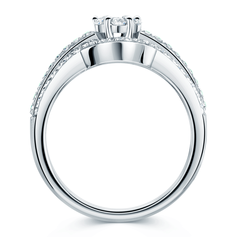 Berry Clusters Rings 18ct White Gold Diamond Set Cluster Ring With Three Row Diamond Set Sh