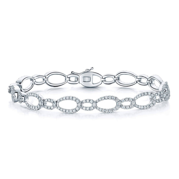 Berry's 18ct White Gold Diamond Set Oval Link Bracelet - Berry's Jewellers