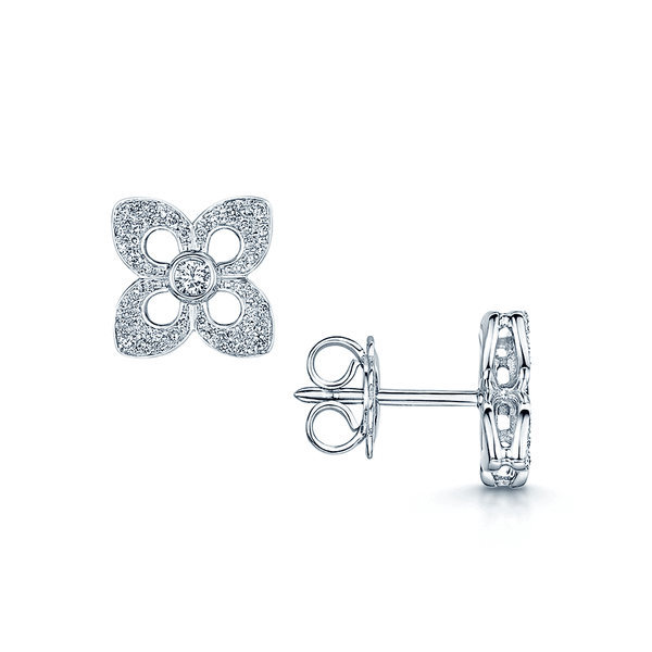 Berry's 18ct White Gold Diamond Set Primavera Stud Earrings - Berry's Jewellers