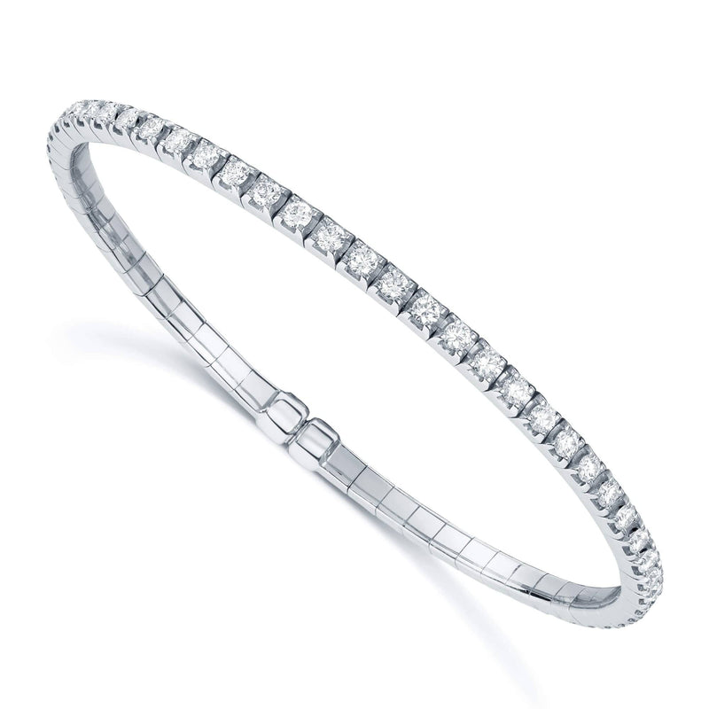 Berry's 18ct White Gold Diamond Set Sprung Bangle With Magnetic Clasp - Berry's Jewellers