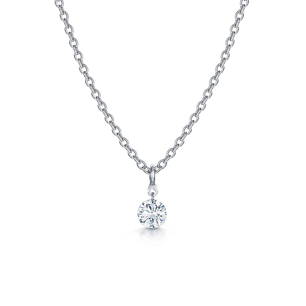 Berry's 18ct White Gold Diamond Single Stone Invisible Set Pendant - Berry's Jewellers