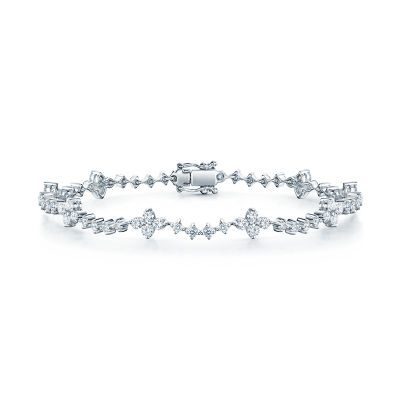 Berry's 18ct White Gold Diamond Tennis Bracelet With Diamond Cluster Sections - Berry's Jewellers