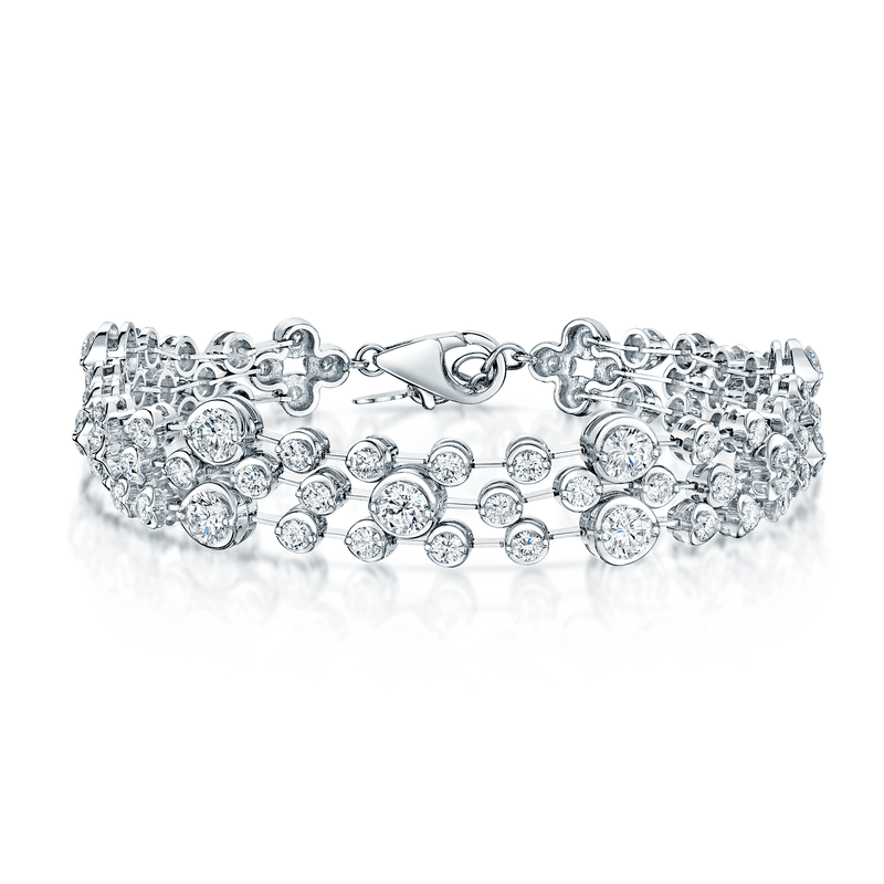 Berry's 18ct White Gold Diamond Three Strand Vintage Style Bracelet - Berry's Jewellers