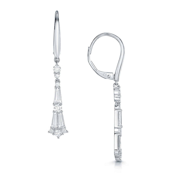 Berry's 18ct White Gold Diamond Vintage Style Drop Earrings - Berry's Jewellers