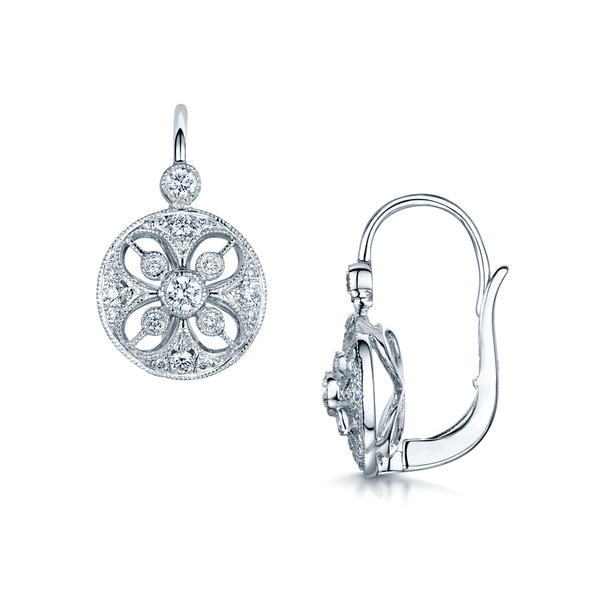 Berry's 18ct White Gold Diamond Vintage Style Drop Earrings - Berry's Jewellers