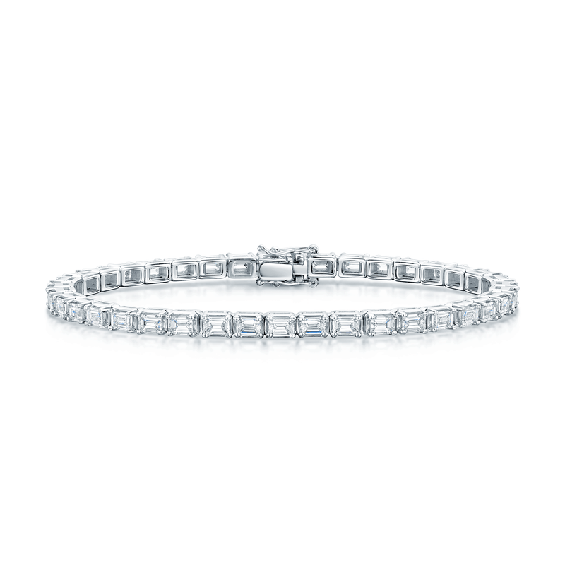 Berry's 18ct White Gold Emerald Cut Diamond Claw Set Tennis Bracelet - Berry's Jewellers