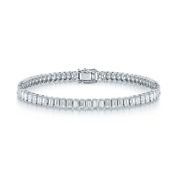 Berry's 18ct White Gold Emerald Cut Diamond Rubover Set Bracelet - Berry's Jewellers