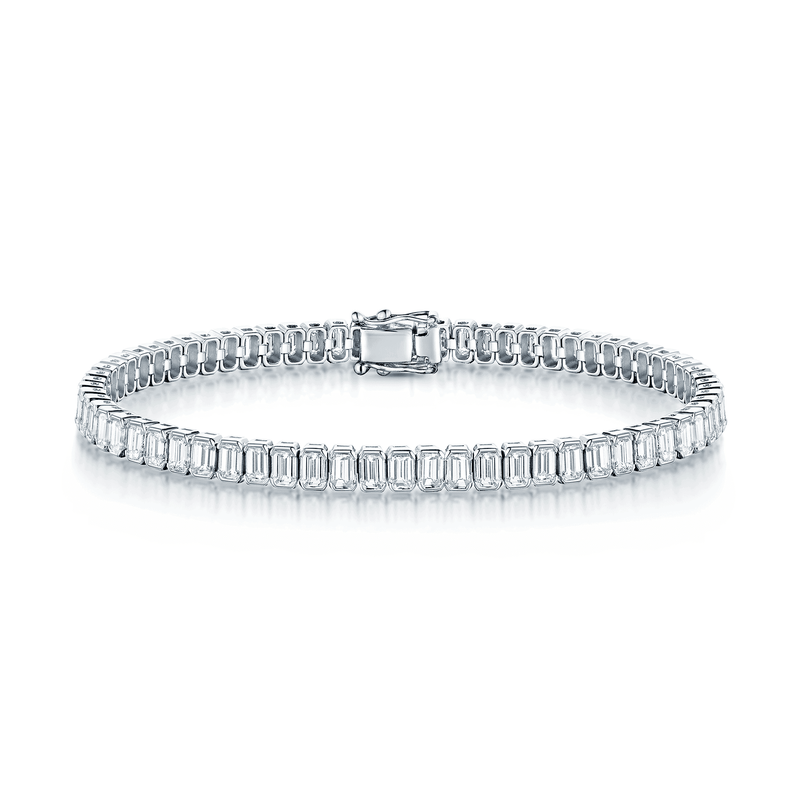 Berry's 18ct White Gold Emerald Cut Diamond Rubover Set Bracelet - Berry's Jewellers