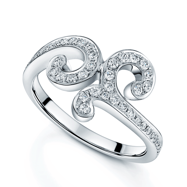 Berry's 18ct White Gold Fancy Swirl Design Diamond Set Ring - Berry's Jewellers