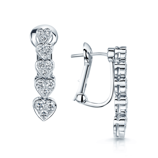 Berry's 18ct White Gold Five Heart Diamond Earrings - Berry's Jewellers