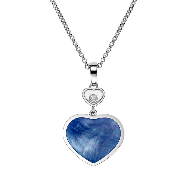Berry's 18ct White Gold Happy Hearts Blue Mother of Pearl & Diamond Pendant - Berry's Jewellers