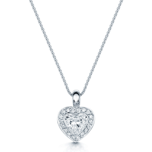 Berry's 18ct White Gold Heart Shaped Diamond Pendant in a Pave Set Surround - Berry's Jewellers