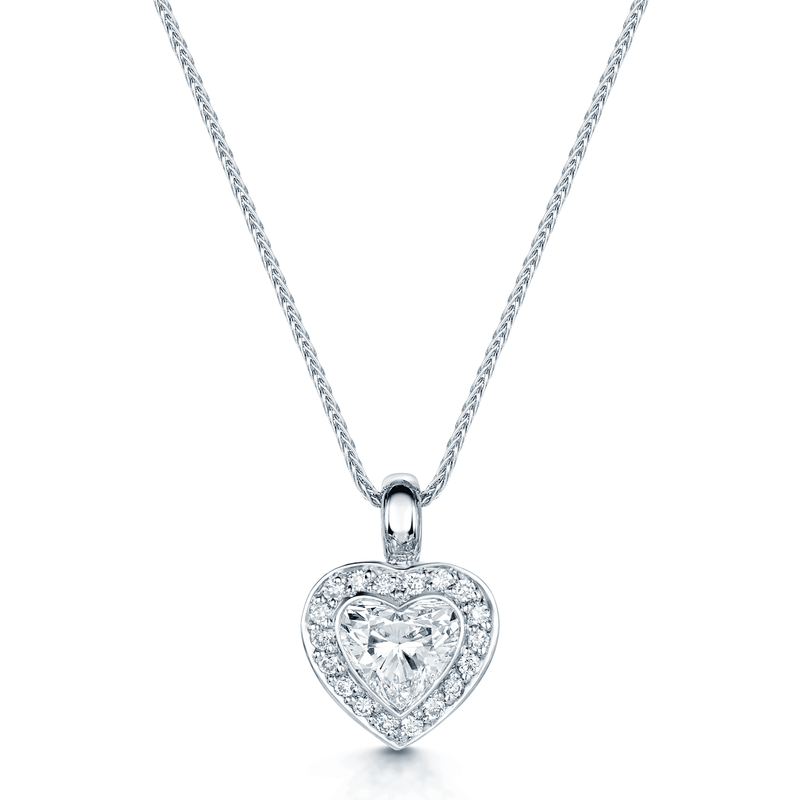 Berry's 18ct White Gold Heart Shaped Diamond Pendant in a Pave Set Surround - Berry's Jewellers