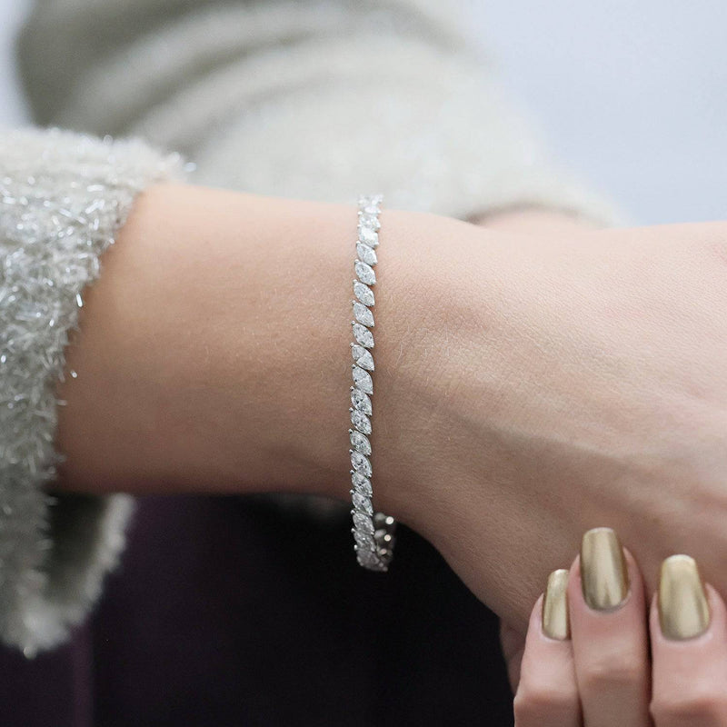 Berry's 18ct White Gold Marquise Cut Diamond Claw Set Bracelet - Berry's Jewellers