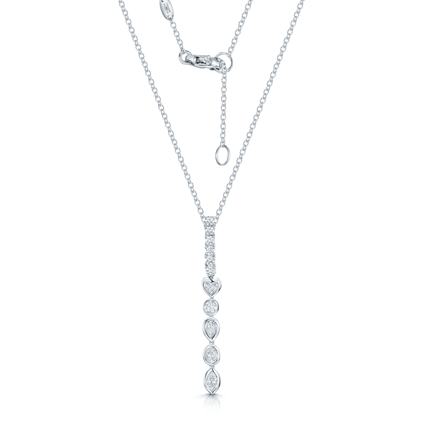 Berry's 18ct White Gold Mixed Cut Diamond Fancy Long Drop Pendant - Berry's Jewellers