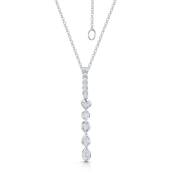 Berry's 18ct White Gold Mixed Cut Diamond Fancy Long Drop Pendant - Berry's Jewellers
