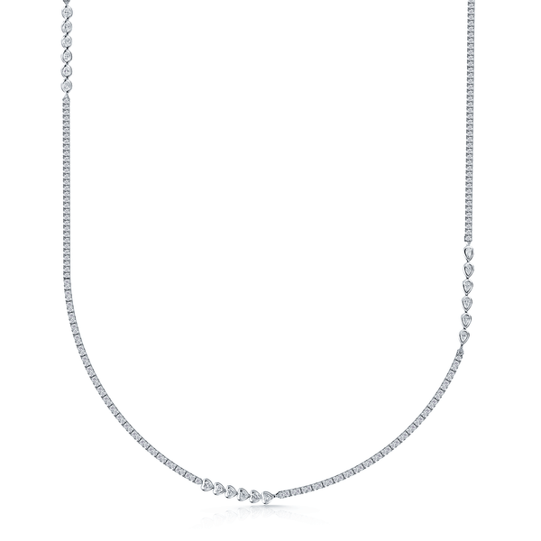 Berry's 18ct White Gold Mixed Cut Diamond Long Fancy Necklet - Berry's Jewellers