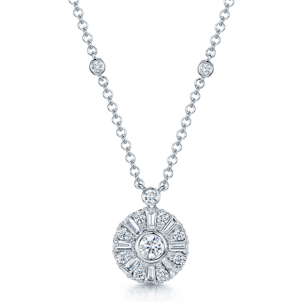 Berry's 18ct White Gold Mixed Cut Diamond Sun Circle Pendant - Berry's Jewellers