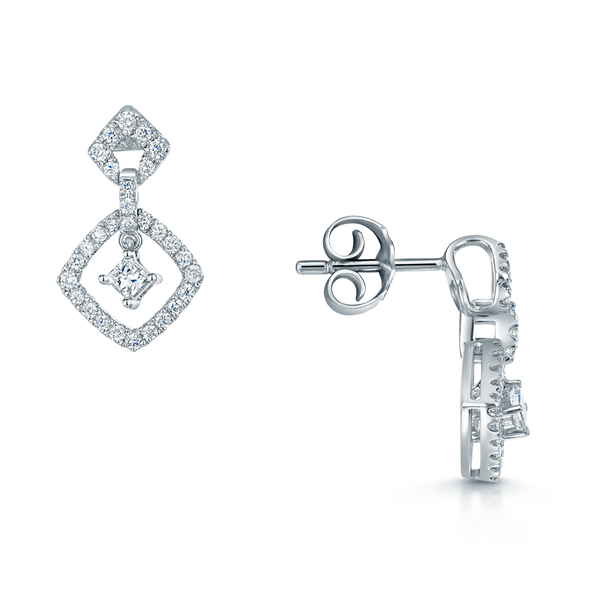 Berry's 18ct White Gold Open Diamond Set Drop Earrings - Berry's Jewellers