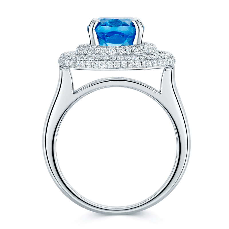 Berry's 18ct White Gold Oval Blue Topaz and Diamond Surround Ring - Berry's Jewellers