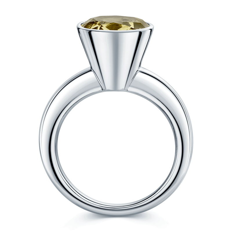 Berry's 18ct White Gold Oval Cut Ouro Verde Rubover High Set Dress Ring - Berry's Jewellers