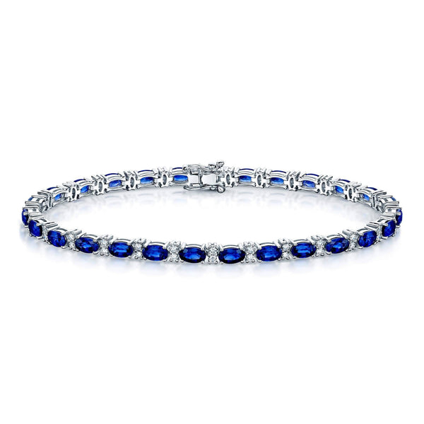 Berry's 18ct White Gold Oval Cut Sapphire & Round Brilliant Diamond Bracelet - Berry's Jewellers