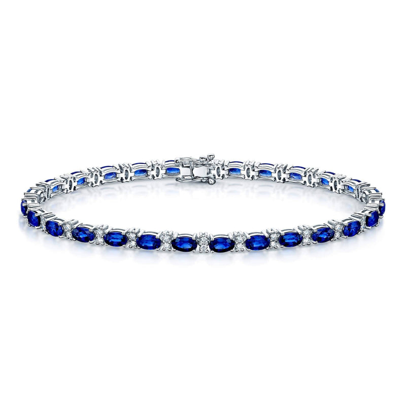 Berry's 18ct White Gold Oval Cut Sapphire & Round Brilliant Diamond Bracelet - Berry's Jewellers