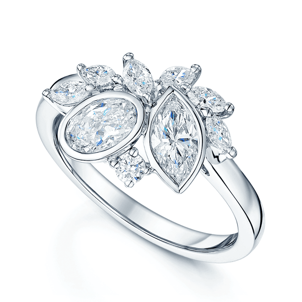 Berry's 18ct White Gold Oval & Marquise Diamond Off Set Ring - Berry's Jewellers