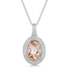 Berry's 18ct White Gold Oval Morganite & Diamond Double Halo Pendant - Berry's Jewellers