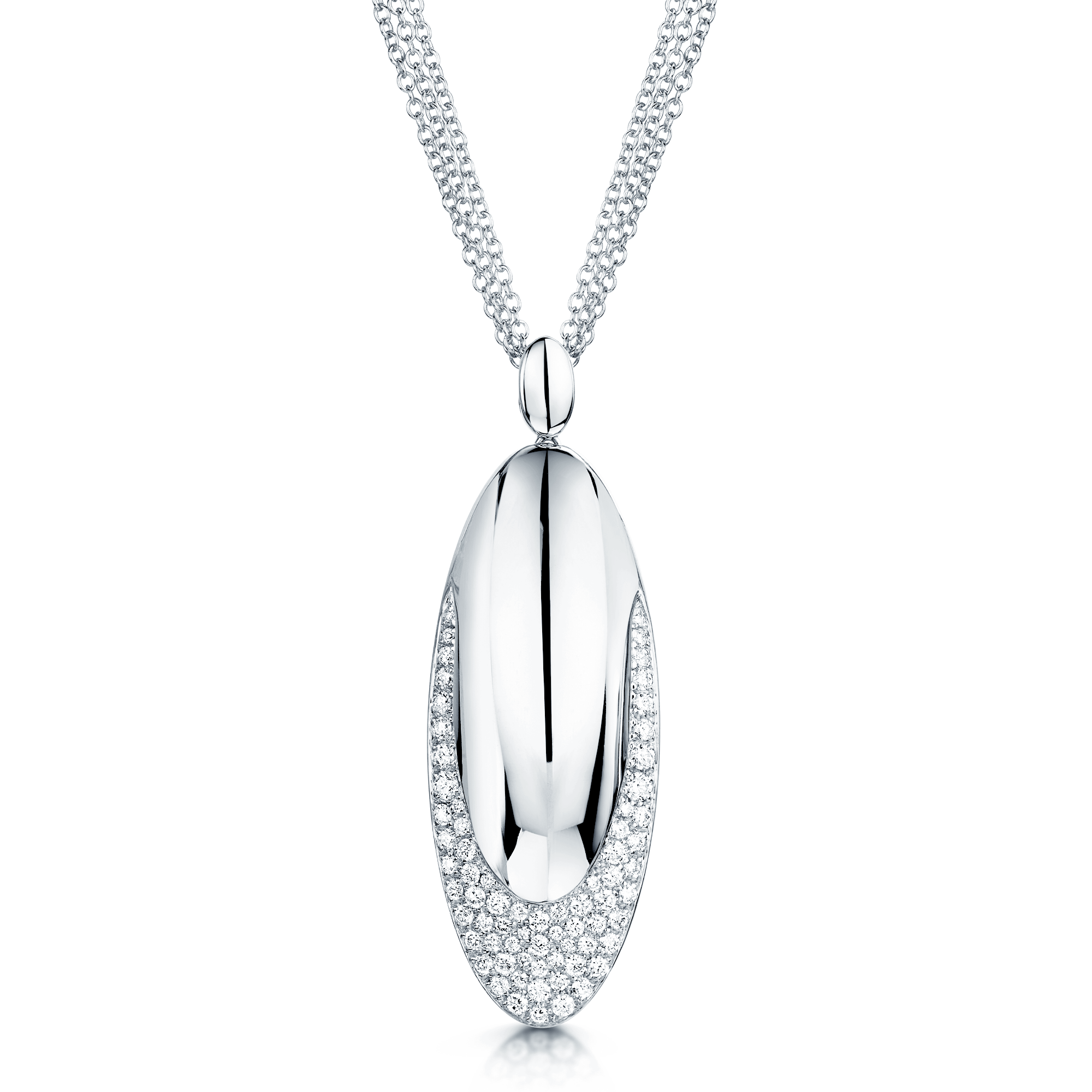 Berry's 18ct White Gold Oval Pave Diamond Pendant - Berry's Jewellers