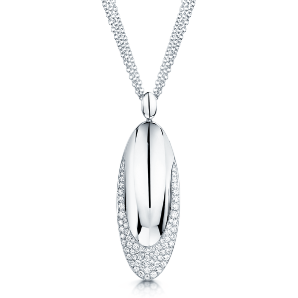Berry's 18ct White Gold Oval Pave Diamond Pendant - Berry's Jewellers