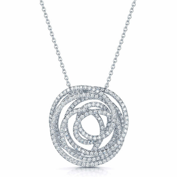Berry's 18ct White Gold Pave Diamond Large Open Swirl Pendant - Berry's Jewellers