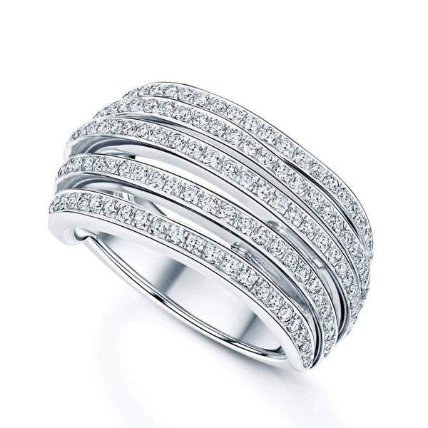 Berry's 18ct White Gold Pave Diamond Set Open Five Row Fancy Ring - Berry's Jewellers
