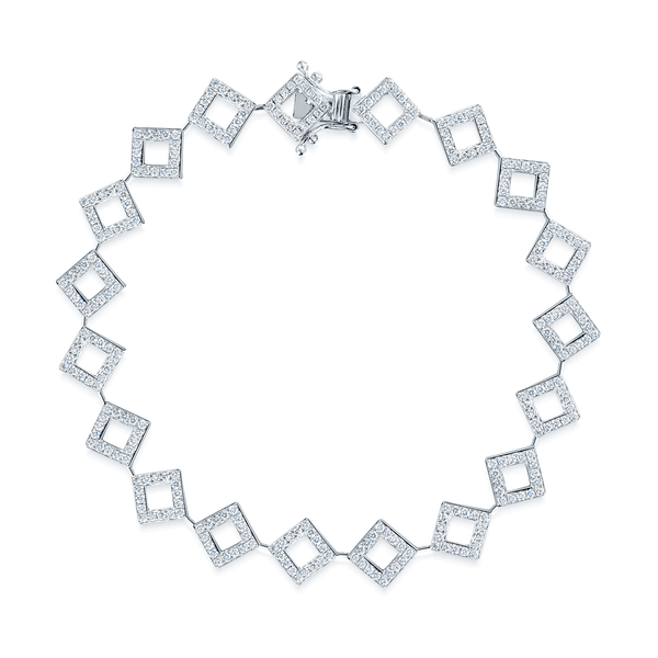 Berry's 18ct White Gold Pave Diamond Set Square Link Bracelet - Berry's Jewellers