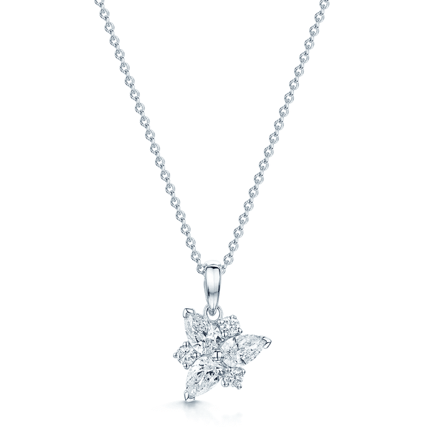 Berry's 18ct White Gold Pear & Brilliant Cut Cluster Diamond Pendant - Berry's Jewellers
