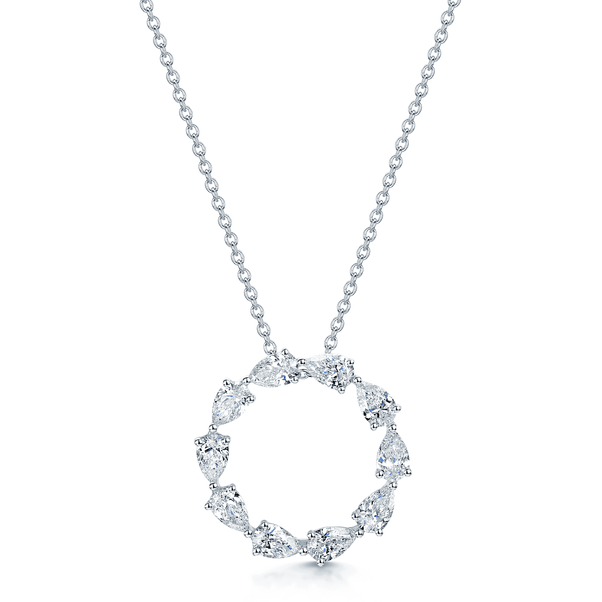 Berry's 18ct White Gold Pear Cut Diamond Open Circle Pendant - Berry's Jewellers