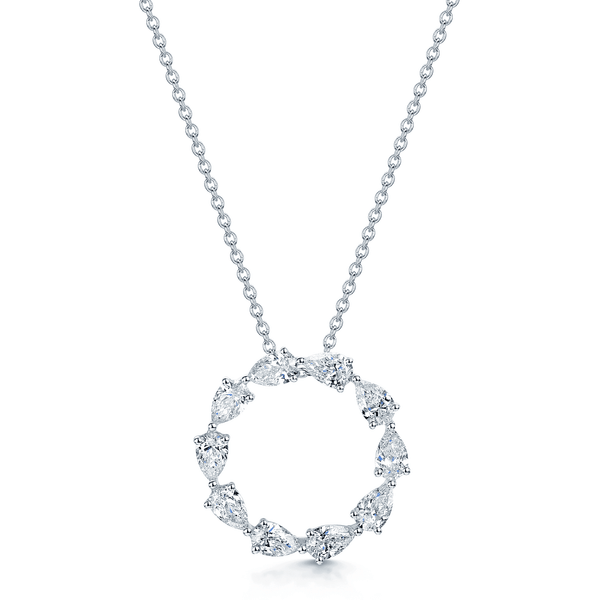 Berry's 18ct White Gold Pear Cut Diamond Open Circle Pendant - Berry's Jewellers