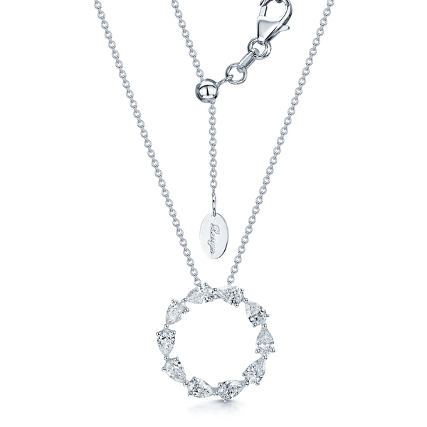 Berry's 18ct White Gold Pear Cut Diamond Open Circle Pendant - Berry's Jewellers