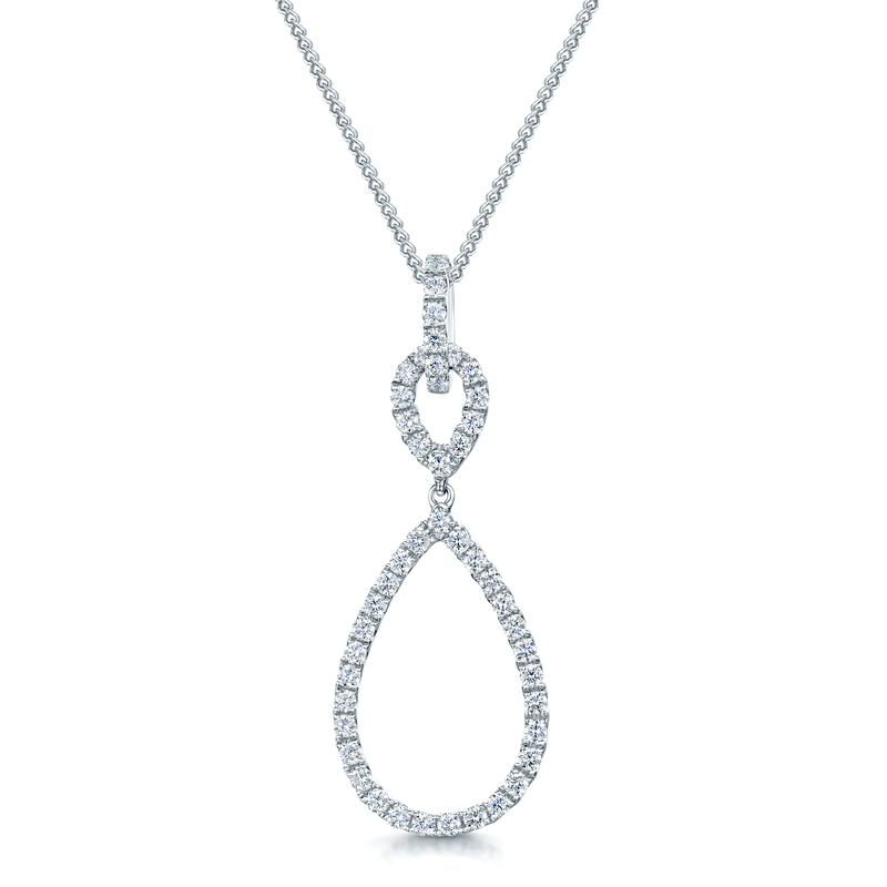 Berry's 18ct White Gold Pear Design Diamond Loop Pendant - Berry's Jewellers
