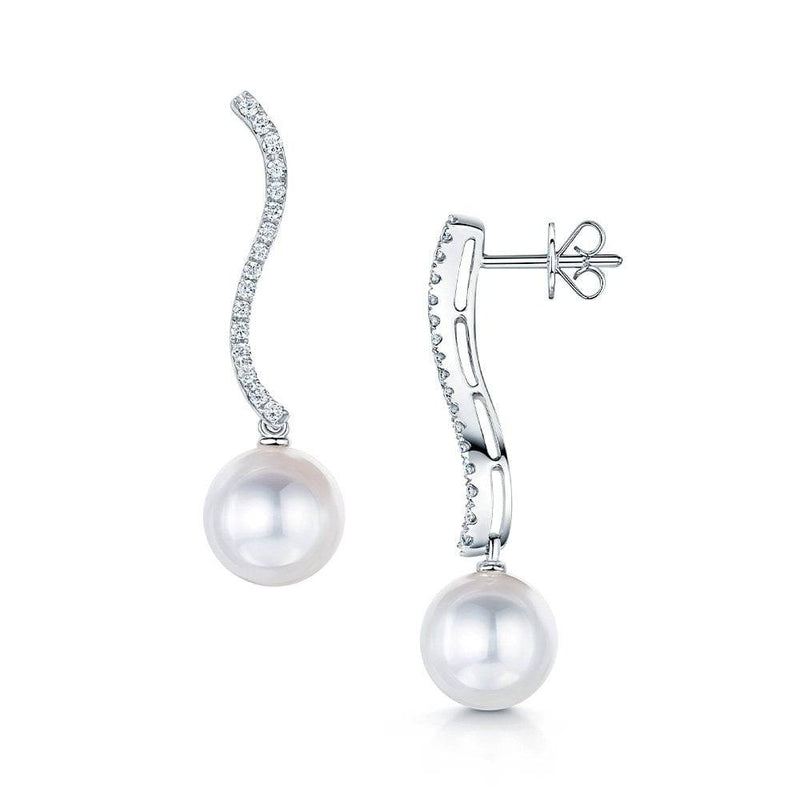 Berry's 18ct White Gold Pearl & Diamond Drop Earrings - Berry's Jewellers