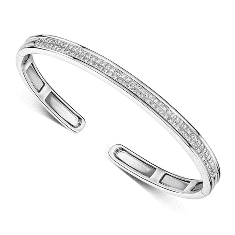 Berry's 18ct White Gold Princess Cut Diamond Hinged Bangle - Berry's Jewellers