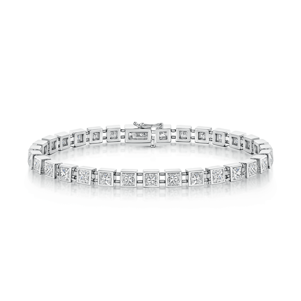 Berry's 18ct White Gold Princess Cut Diamond Rubover Set Tennis Bracelet - Berry's Jewellers